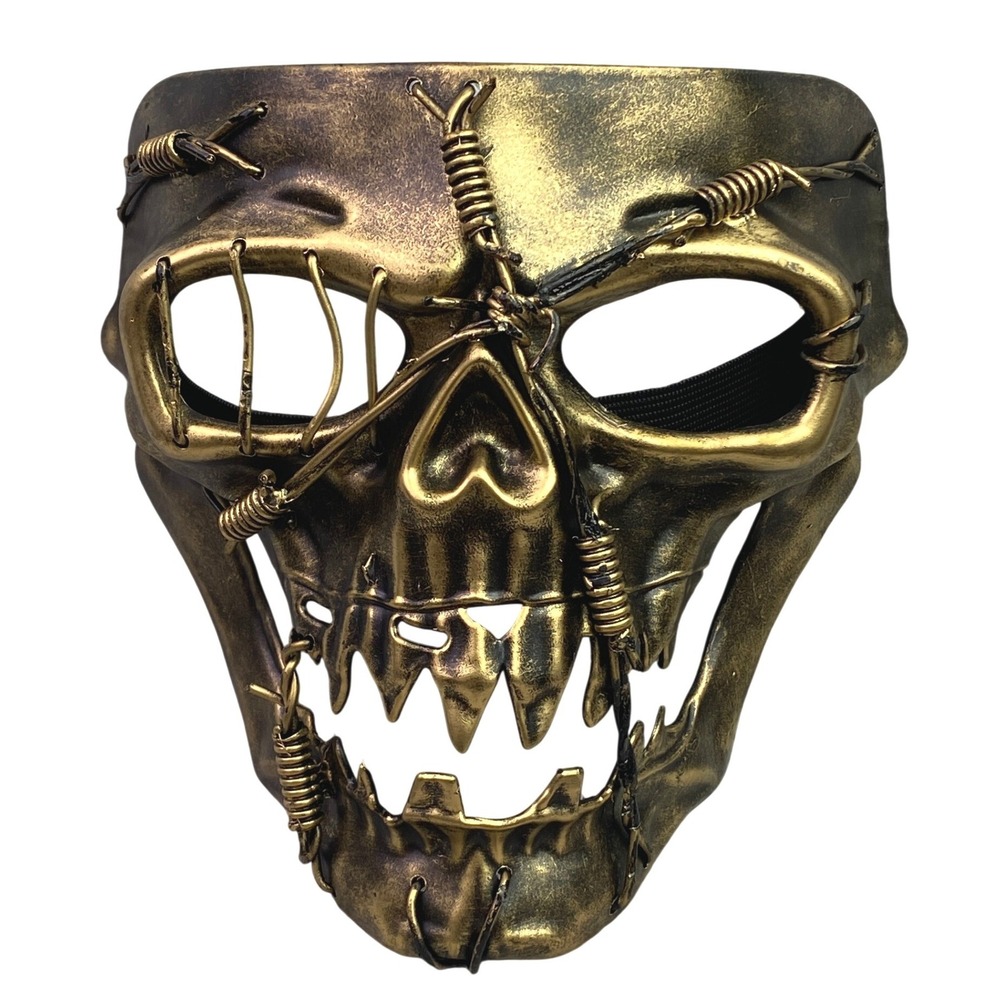 KBW‎ Skull Mask Gold Steampunk Barbed Wire Cosplay Halloween Costume